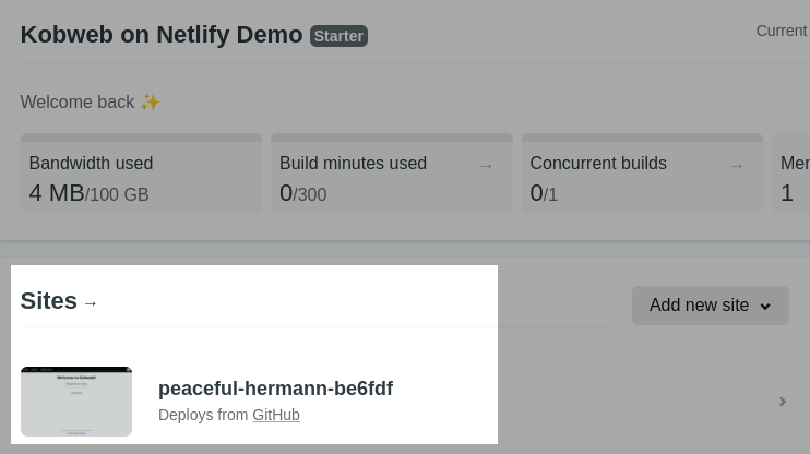 Netlify仪表板